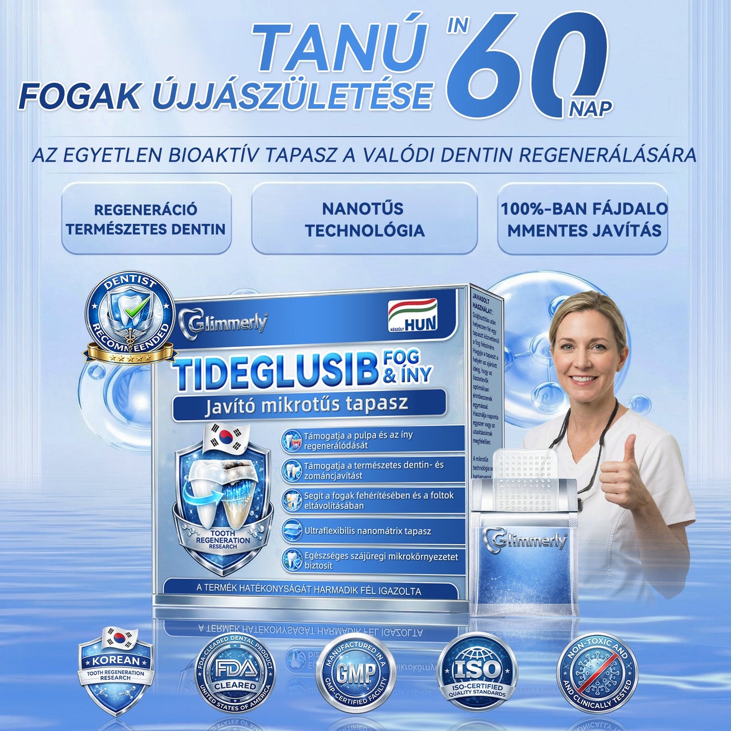 🦷𝐆𝐥𝐢𝐦𝐦𝐞𝐫𝐥𝐲® Tideglusib Fog & íny Javító mikrotűs tapasz | Fejlett őssejt-aktiváló fogcsíkok (újjáépíti a fogzománcot és a dentint • erősíti az ínyt • megszünteti a fogkövet és a szagokat • megállítja a fogérzékenységet)