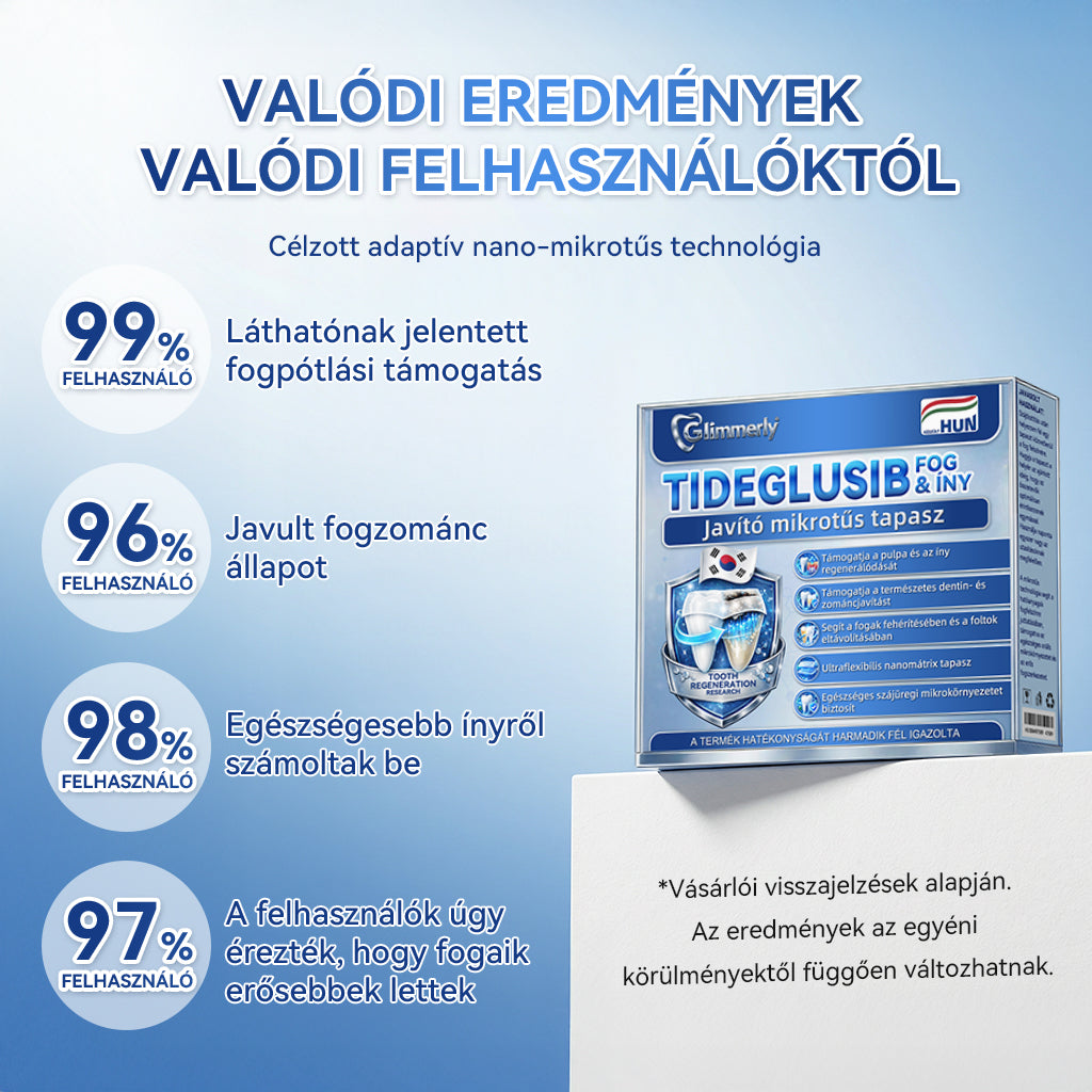 🦷𝐆𝐥𝐢𝐦𝐦𝐞𝐫𝐥𝐲® Tideglusib Fog & íny Javító mikrotűs tapasz | Fejlett őssejt-aktiváló fogcsíkok (újjáépíti a fogzománcot és a dentint • erősíti az ínyt • megszünteti a fogkövet és a szagokat • megállítja a fogérzékenységet)