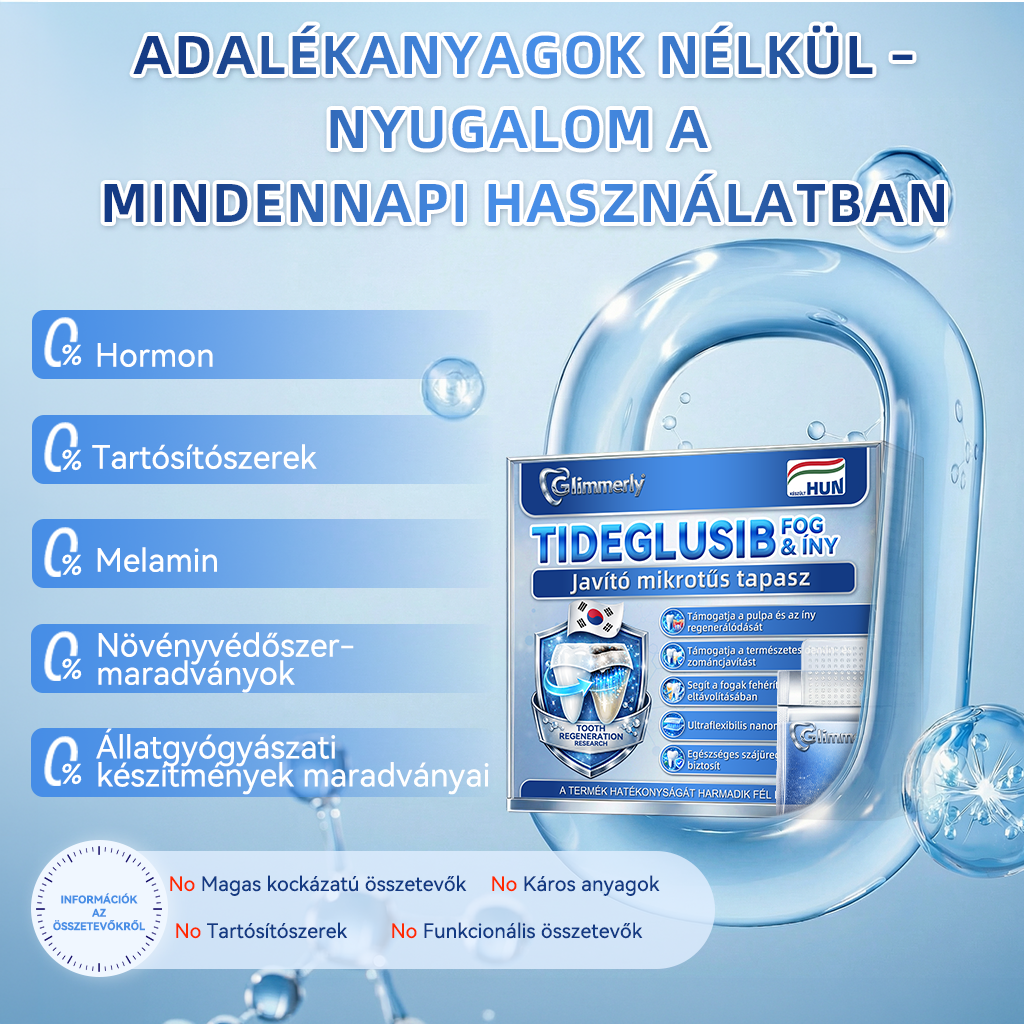 🦷𝐆𝐥𝐢𝐦𝐦𝐞𝐫𝐥𝐲® Tideglusib Fog & íny Javító mikrotűs tapasz | Fejlett őssejt-aktiváló fogcsíkok (újjáépíti a fogzománcot és a dentint • erősíti az ínyt • megszünteti a fogkövet és a szagokat • megállítja a fogérzékenységet)