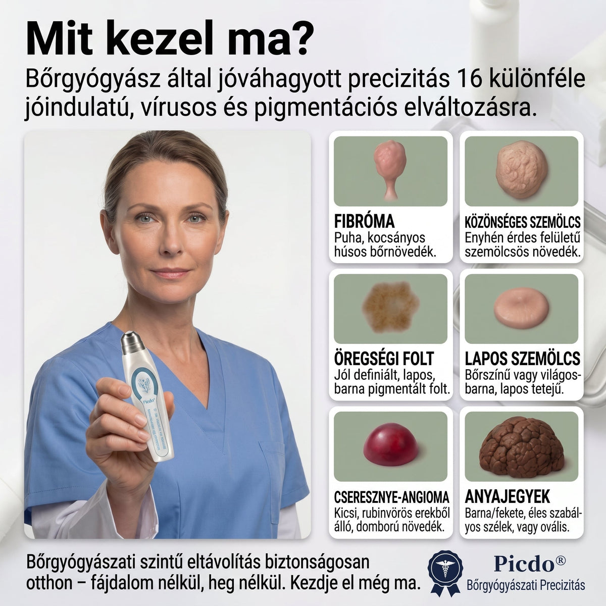𝐏𝐢𝐜𝐝𝐨® 𝟕 𝐍𝐚𝐩𝐨𝐬 Bőrfolt- és hegápoló eltávolító toll Fájdalommentes használat · Látható nyomok nélkül · Pontos görgős applikátorral 💝