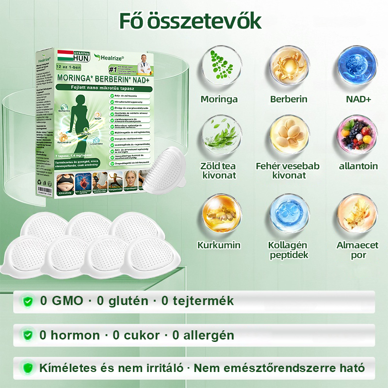 𝑯𝒊𝒗𝒂𝒕𝒂𝒍𝒐𝒔 Á𝒓𝒖𝒉á𝒛 |  Healrize® 12-az-1-ben Moringa📌 Berberin * NAD+ Fejlett Nano Mikrotűs Tapasz (Napi egyszeri használat, látható változások 7 nap alatt) Elhízás, bőrlazaság, cukorbetegség, alvási apnoe és ízületi problémák esetén 📌📌📌📌