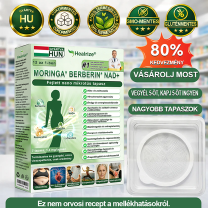 𝑯𝒊𝒗𝒂𝒕𝒂𝒍𝒐𝒔 Á𝒓𝒖𝒉á𝒛 |  Healrize® 12-az-1-ben Moringa📌 Berberin * NAD+ Fejlett Nano Mikrotűs Tapasz (Napi egyszeri használat, látható változások 7 nap alatt) Elhízás, bőrlazaság, cukorbetegség, alvási apnoe és ízületi problémák esetén 📌📌📌📌